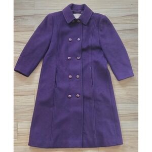 70s vintage womens size 12 Pendleton purple wool double breasted trench coat
